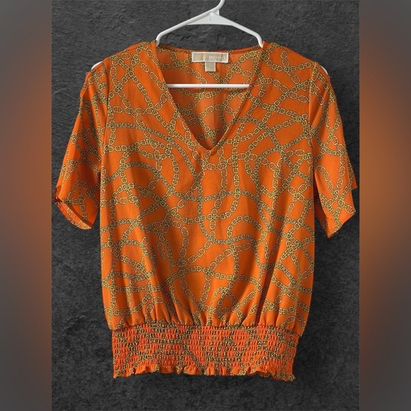 VINTAGE 2004- Michael Kors Orange Smocked Blouse - Picture 4 of 6